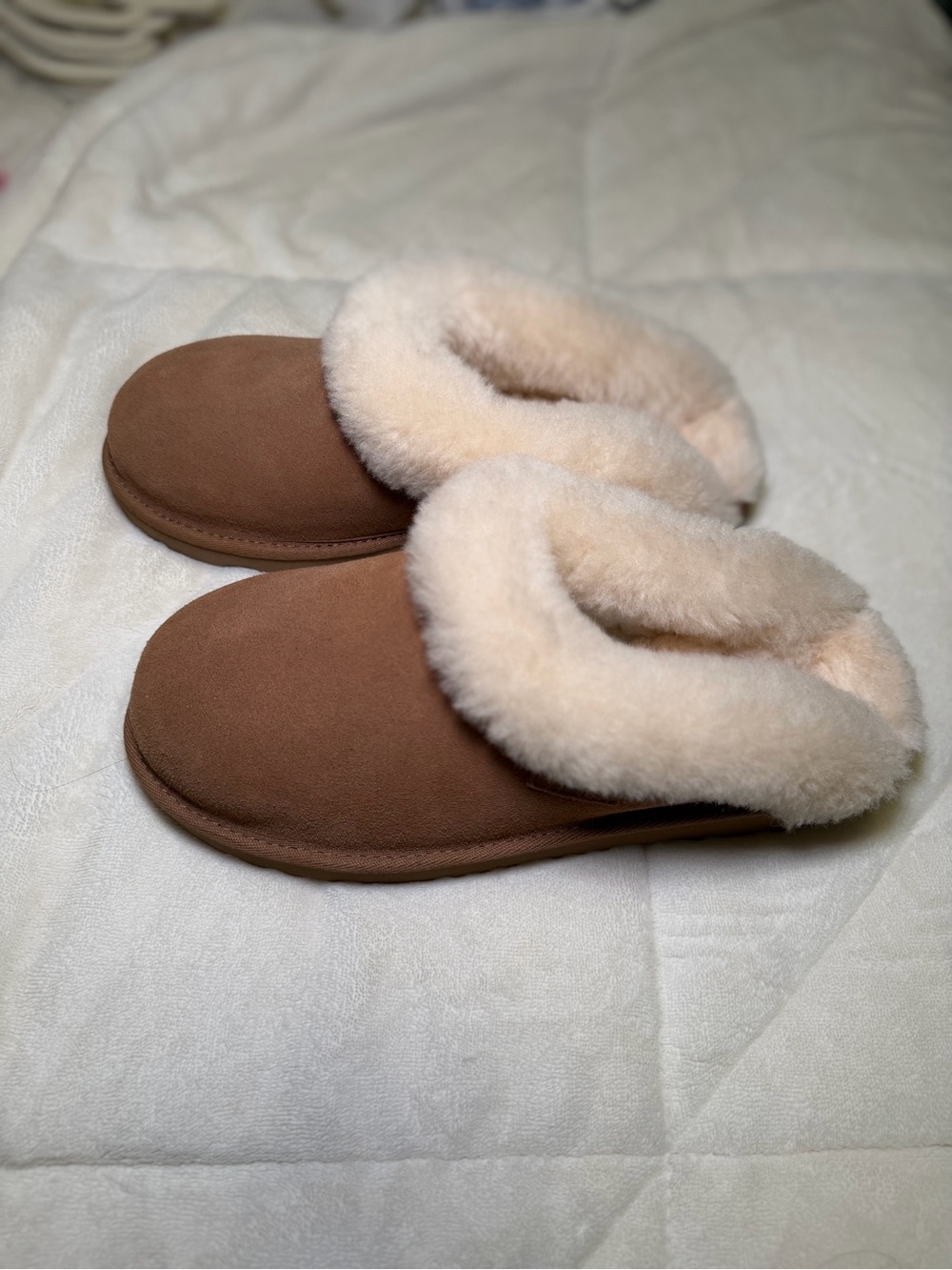 UGG Women's Brown Shearling-Lined Slippers